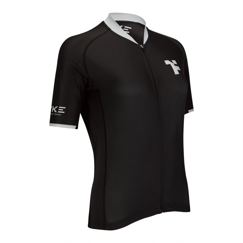 Boost Cycling SS Shirt Woman: Front of black cycling jersey for women