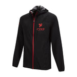 Veste de course imperméable, na cor Black Red  com design minimalista para atividade desportiva