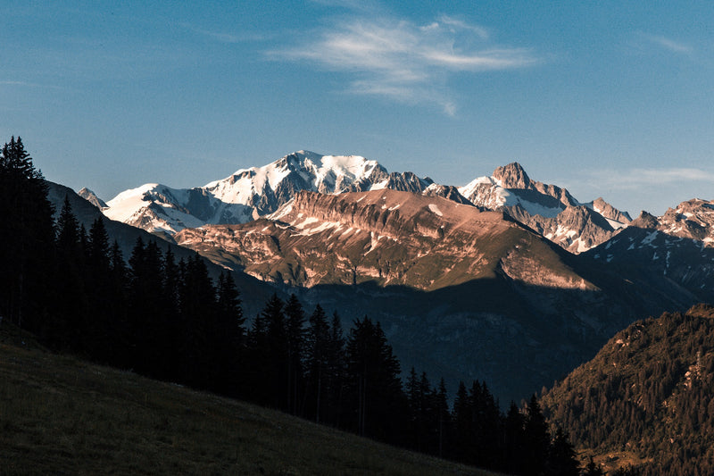 Landscape of the beautiful snow-capped mountains of Mont Blanc - where the UTMB takes place