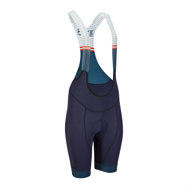 Boost Bib Short Woman - Front of navy, white and red cycling shorts women