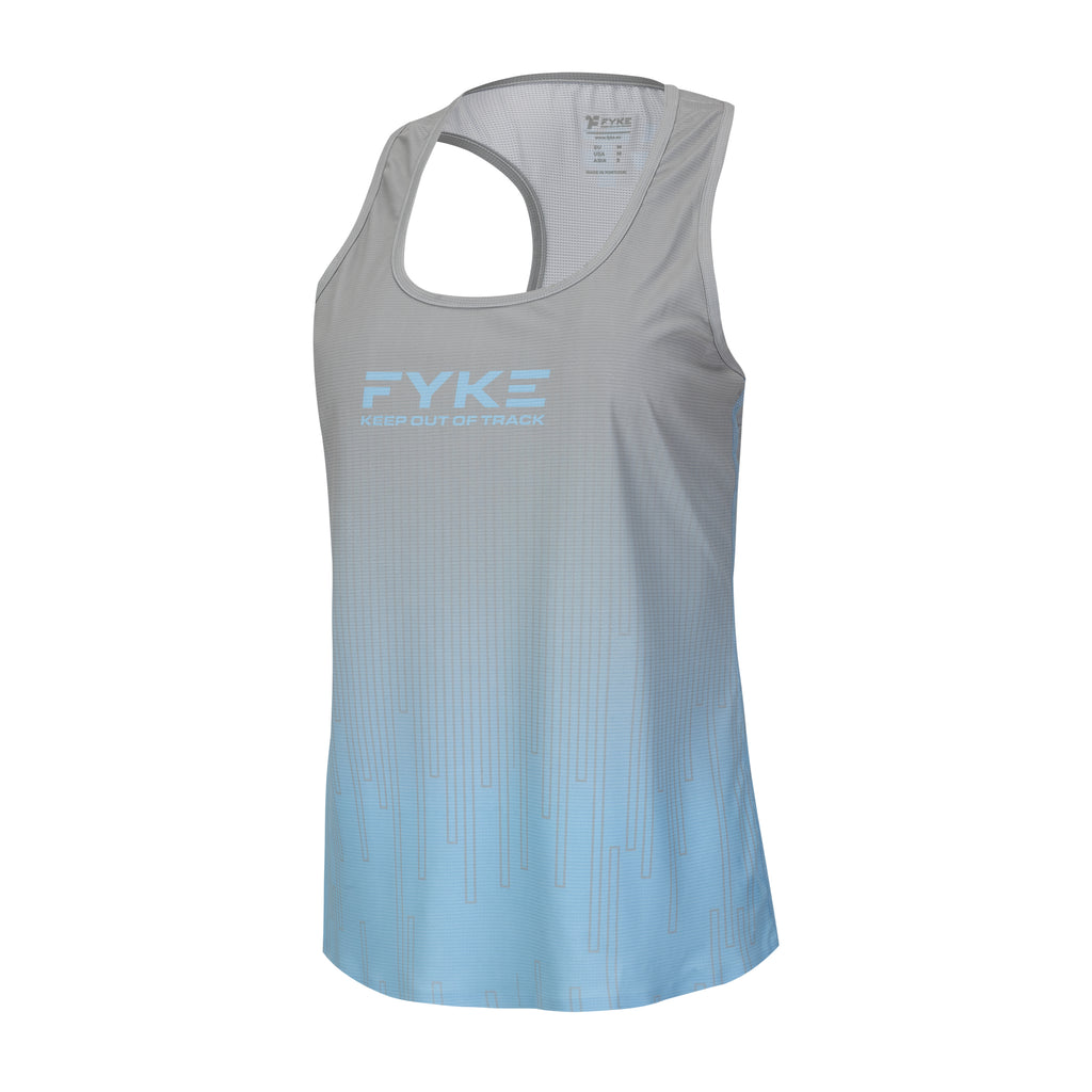 Front of grey/blue Boost One Woman Sleeveless Shirt