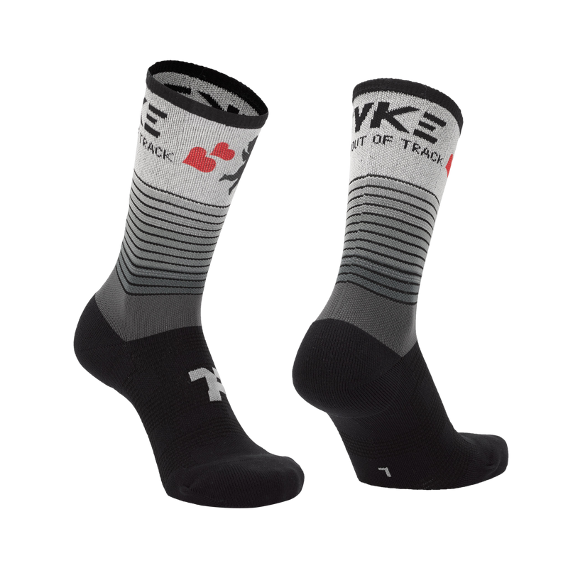 Mid socks in black gradient color with cupid design and left and right foot indication