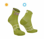 Boost Socks Low: Green Sun Socks that change the color of the fyke logo with exposure to the sun.