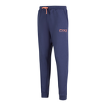 Lifestyle Unisex Pants - Blue Track Pants with the Fyke logo in Salmon